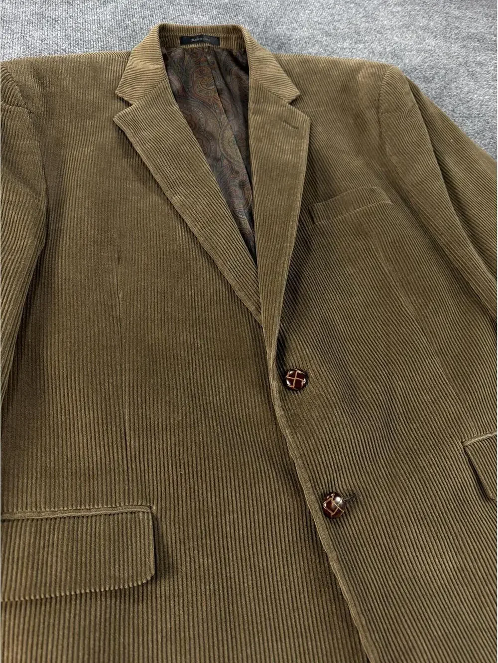 Ralph Lauren Men's‎ Brown Corduroy Blazer Jacket 48L 100% Cotton Business Causal